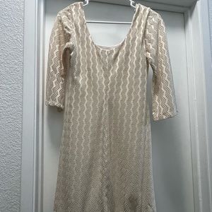 Cream lace like detailed dress